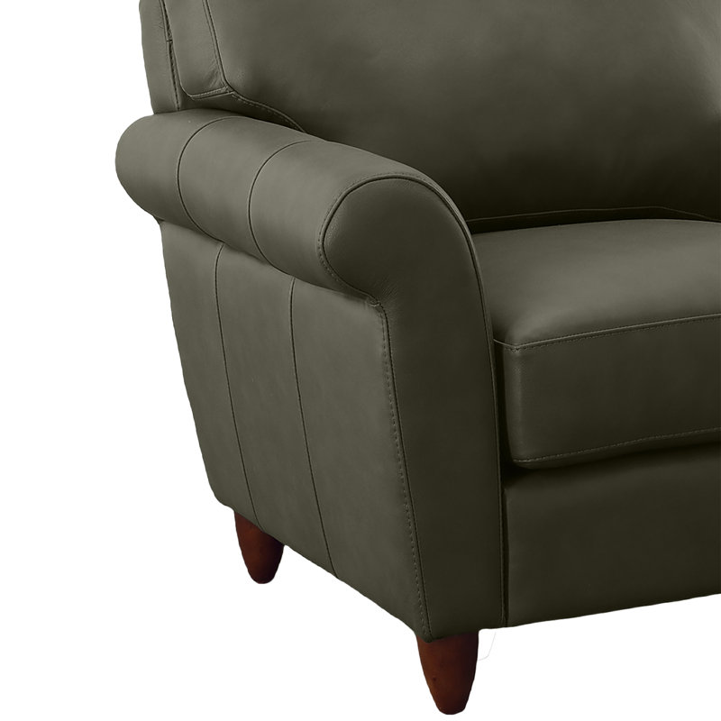 Causeuse en cuir véritable Cherish, Gris anthracite