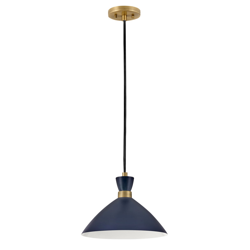 Luminaire suspendu conique à 1 lumière Kita, Bleu marine mat