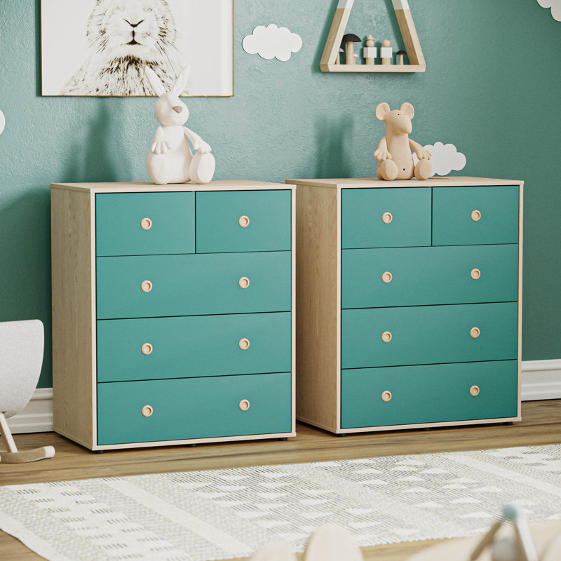 Labella Kids 5 - Drawer Dresser, Blue/Oak