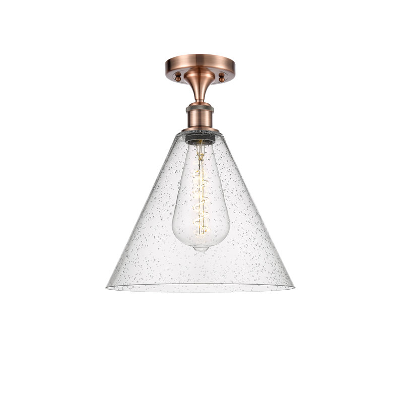 Plafonnier semi-encastré 1 lumière Amabl, Cuivre antique, H 14,75 po x l 12 po x P 12 po, DEL