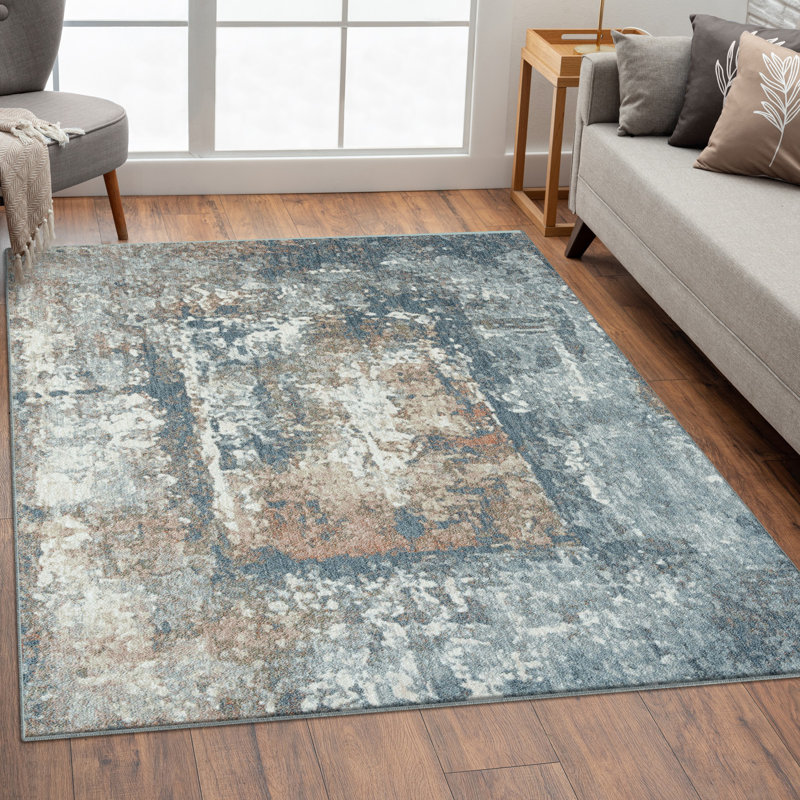Tapis bleu abstrait Makennzie, Rectangle 8 pi x 10 pi