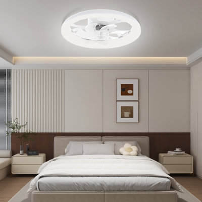 18'' Flush Mount Dimmable Ceiling Fan with LED Lights