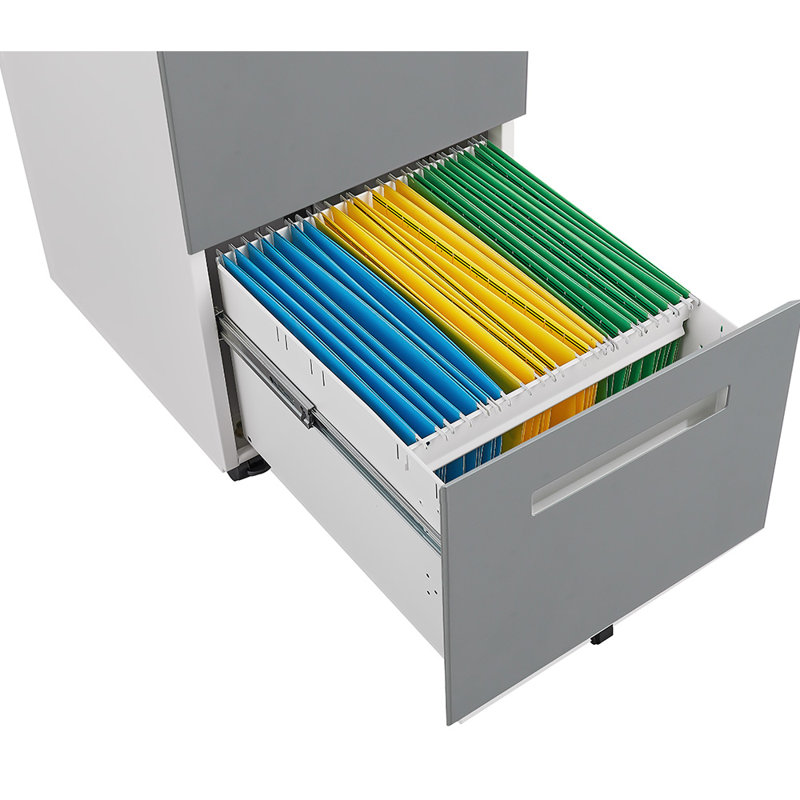 3 Drawer Mobile Locking File Cabinet, Rolling Filing Cabinet For Letter/a4 Size With 5 Wheels,grey 