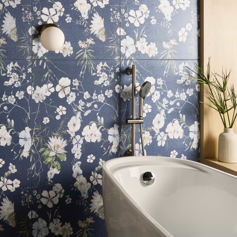 Wakana 24x48 Artisan Decor Matte Porcelain Tile, Winter Blue