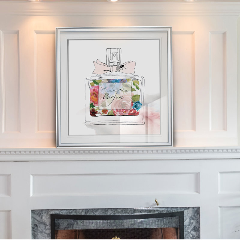 « chic fleur parfume i », peinture, H 24 po x l 24 po x P 2 po, Cadre argenté