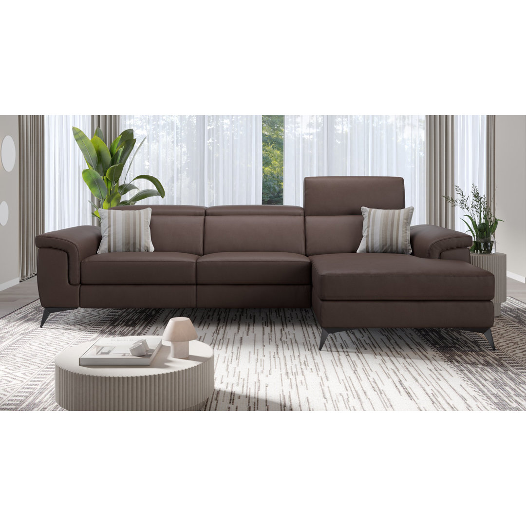 Perspections Leder Ecksofa Cobyn Schwarz Rechts mit Funktionen