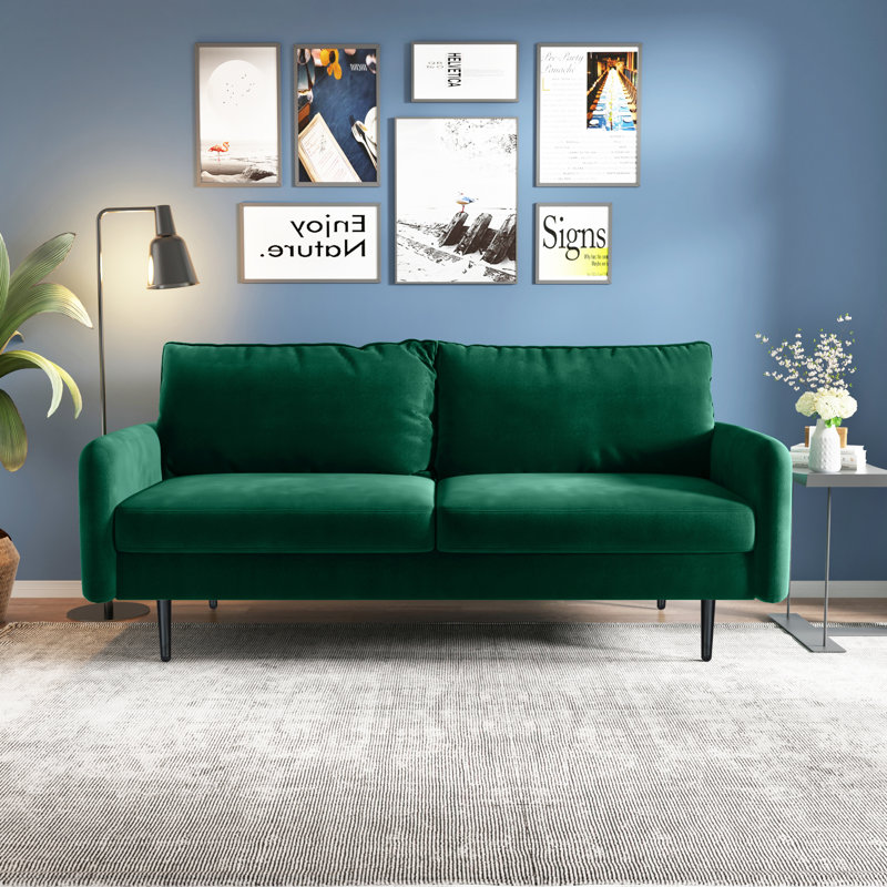 Canapé 70 po, Velours vert