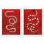 Animaux, ensemble rubis, serpent, Boho, rayures, moderne, rouge, et reproduction d'art sur toile pour le salon-1986359067
