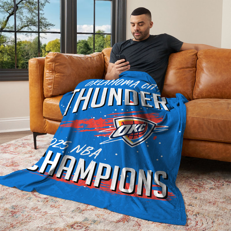 NBA Oklahoma City Thunder Champs – Net Gain Silk Touch Throw Blanket – 50 x 60 inches, Blue Oklahoma City