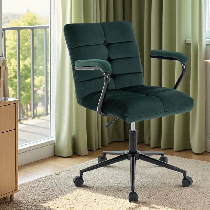 Fauteuil de bureau Kundra, Vert foncé, Noir