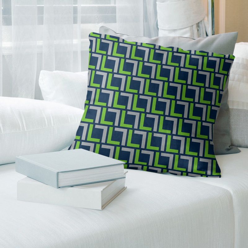 Housse de coussin Seattle, 20 po X 20 po, Polyester sergé, Bleu marine / gris / vert