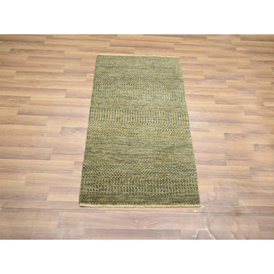 Tapis noyer brun 2 pi x 3 pi, motif d'herbe moderne, laine nouée à la main avec touche de soie, ton sur ton, luxuriante et moelleuse, échantillon, tapis, tapis oriental
