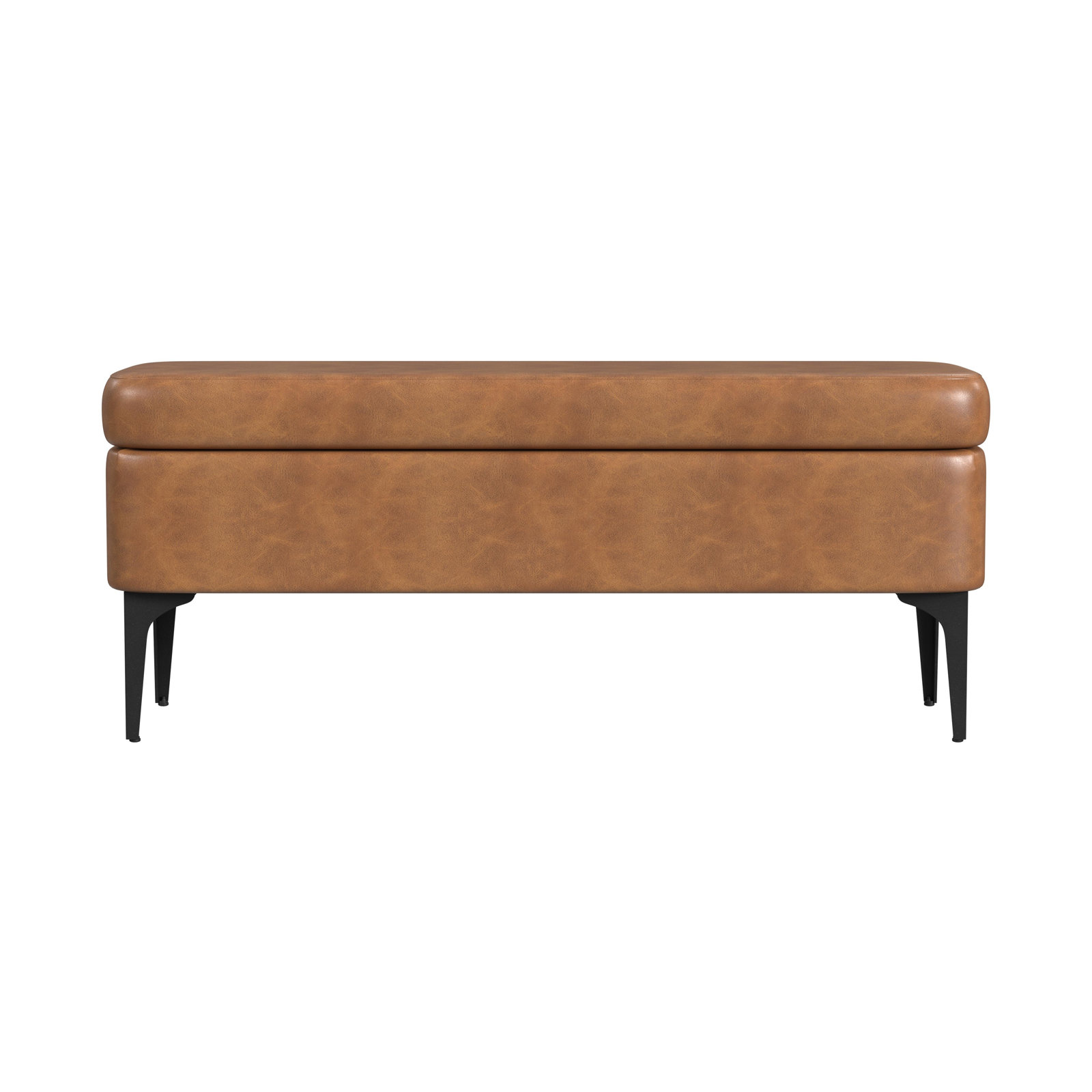 Ameelya 42" Velvet Bedroom Bench, Caramel Brown Faux Leather