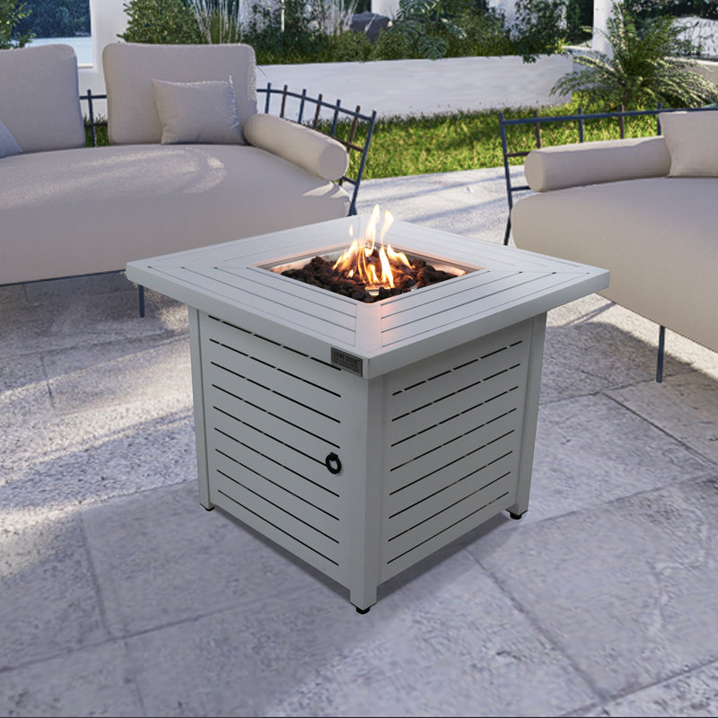 Foyer de table en acier au propane / gaz naturel H 25 po x l 30 po Tariffville, Blanc