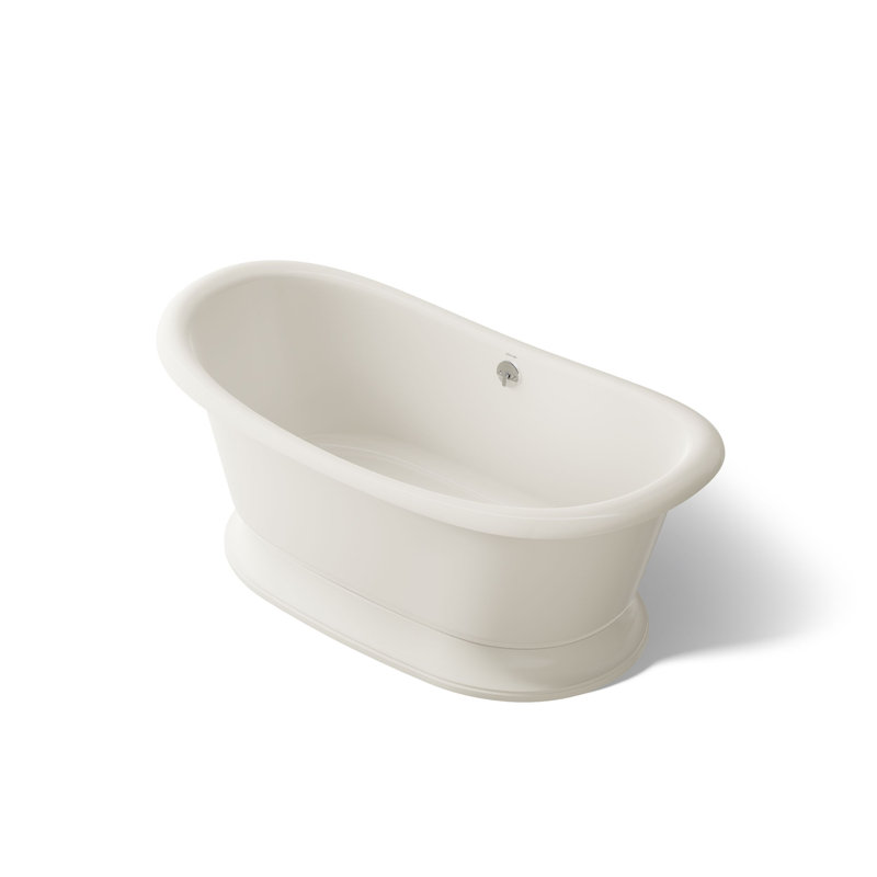 Artifacts® 66" x 33" Pedestal Soaking Cast Iron Bathtub, Biscuit