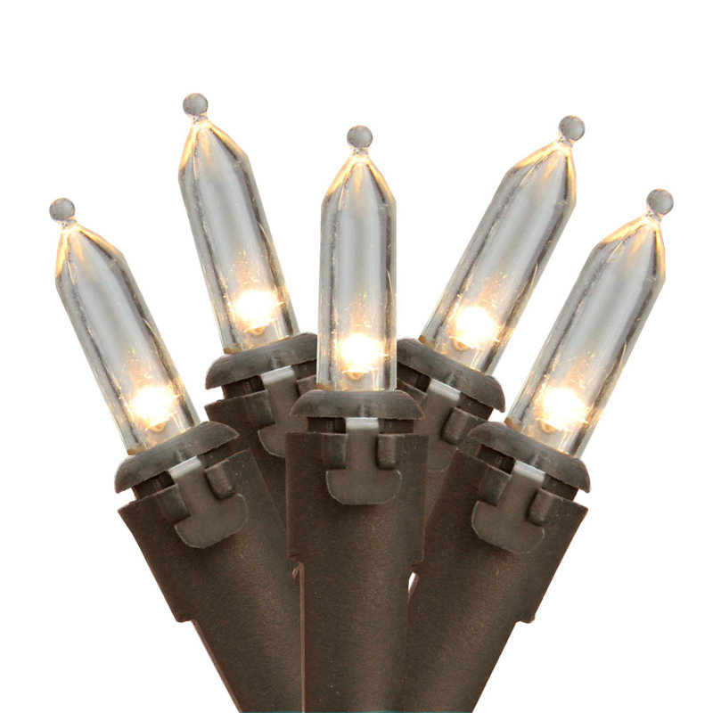 100 mini lumières de Noël DEL - fil de 33 pi, Blanc chaud / brun