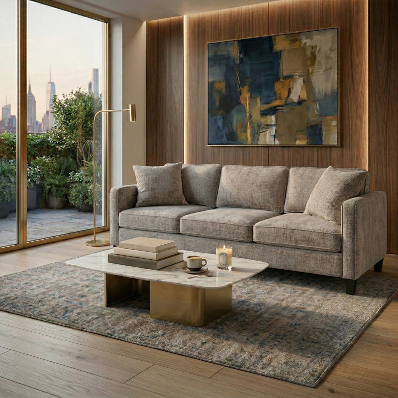 Taylyn Chenille 3 Seat Sofa, Light Brown