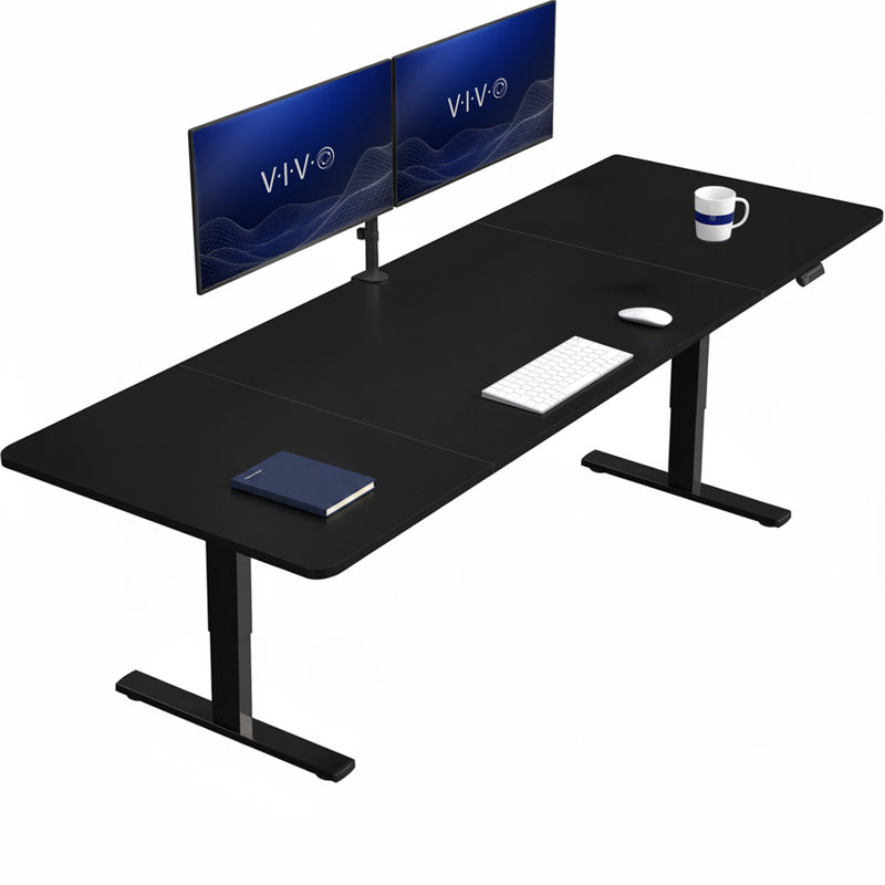 Vivo Electric Stand Up Desk Workstation, 82.7" W, Black, Black