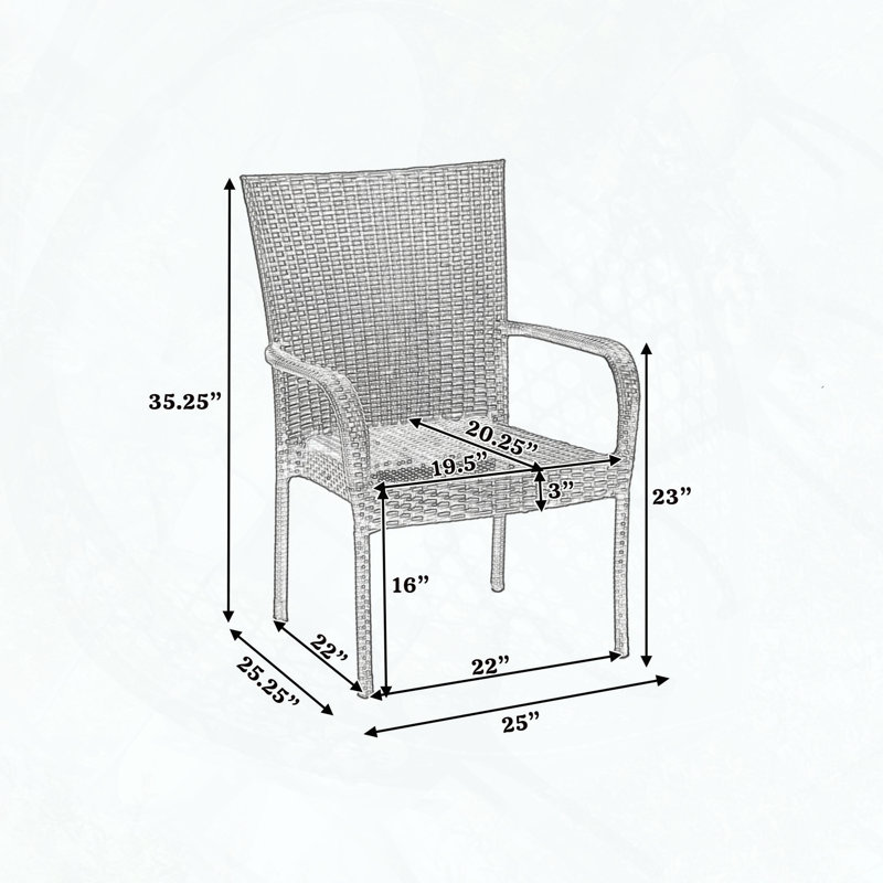Chaise de salle à manger empilable en osier PE - Design contemporain, 1pc
