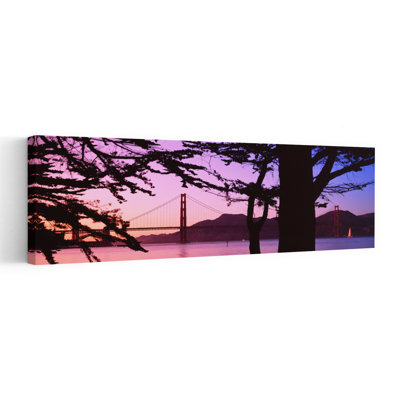 Suspension Bridge Over Water Golden Gate Bridge San Francisco California USA by Thomas Winz - Wrapped Canvas Panoramic Print