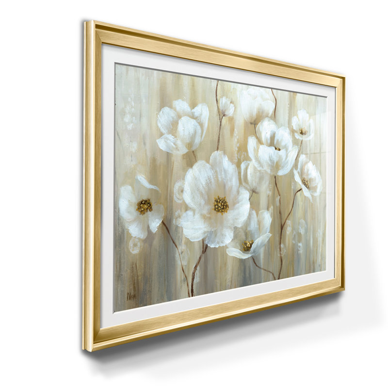 Shimmering Blossoms - Reproduction d'art sur papier encadrée, H 22,5 po x l 30,5 po x P 1,5 po, Doré