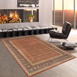 Baku Hand Knotted Wool Oriental Area Rug in Red/Beige/Blue