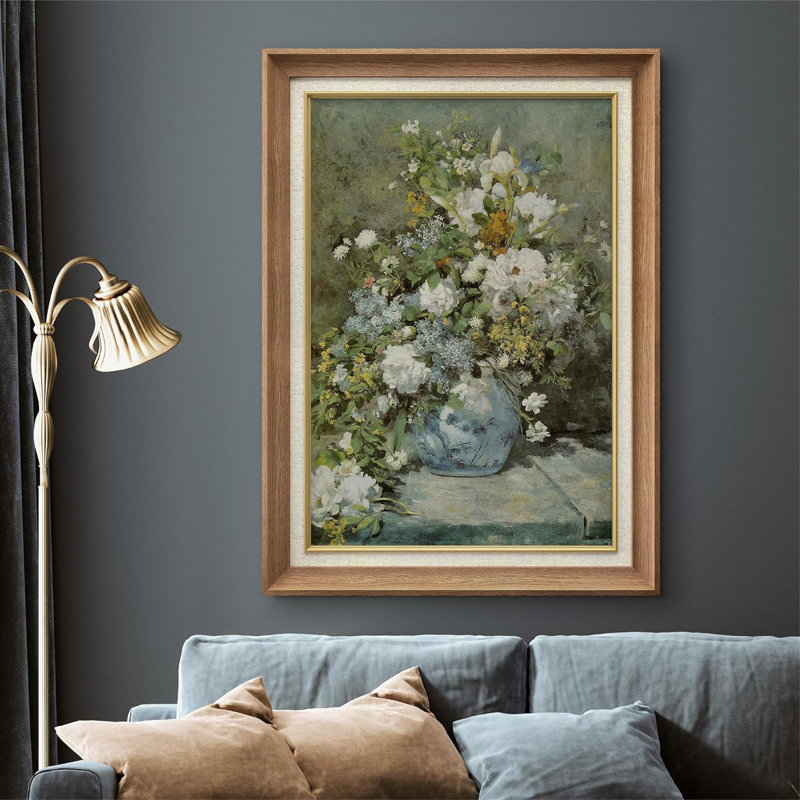«Rustic Flower Bouquet In Vase», peinture sur toile à cadre unique, Naturel
