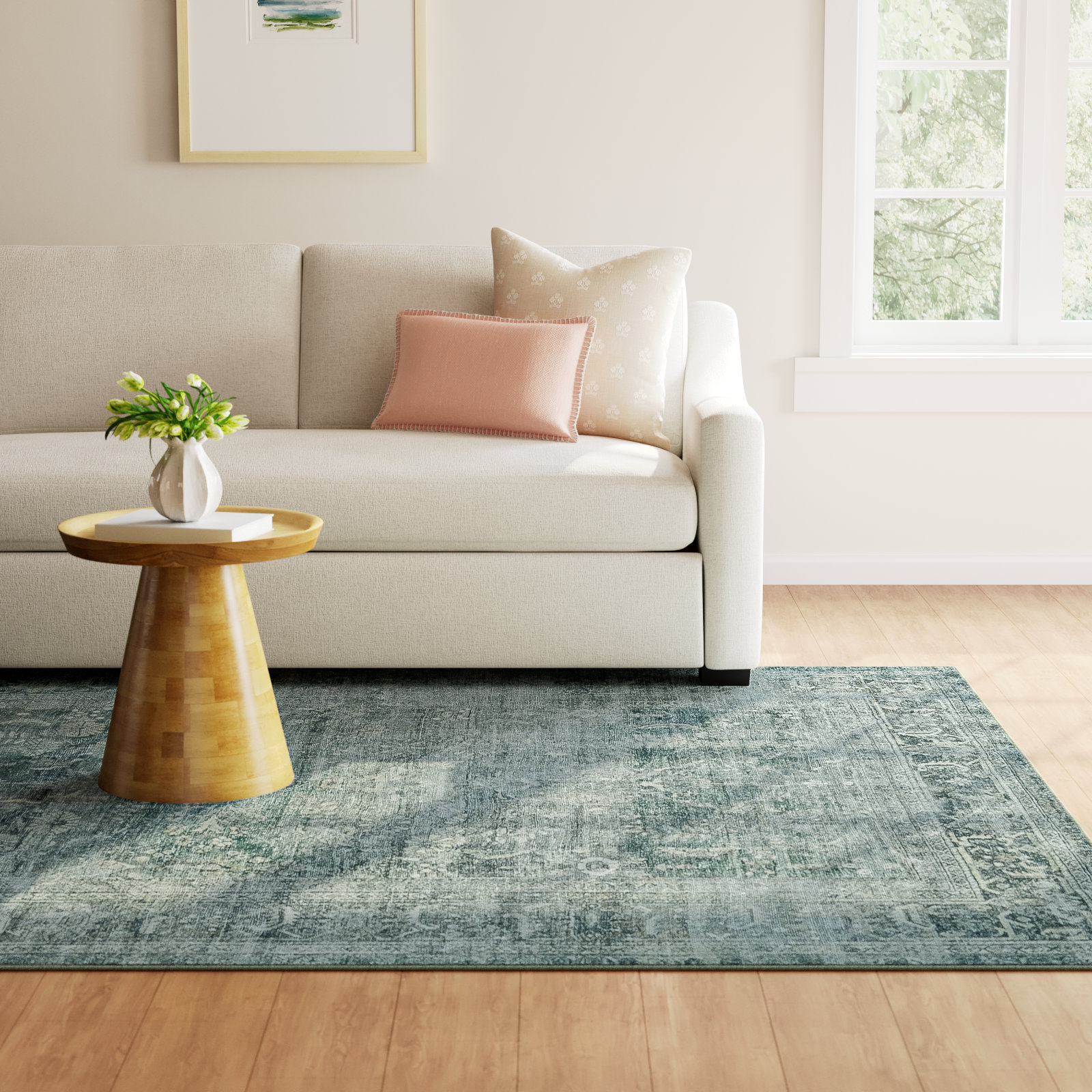 Magnolia Home By Joanna Gaines X Loloi Banks Machine Washable Blue / Lagoon Area Rug, Rectangle 7'6" x 9'6"
