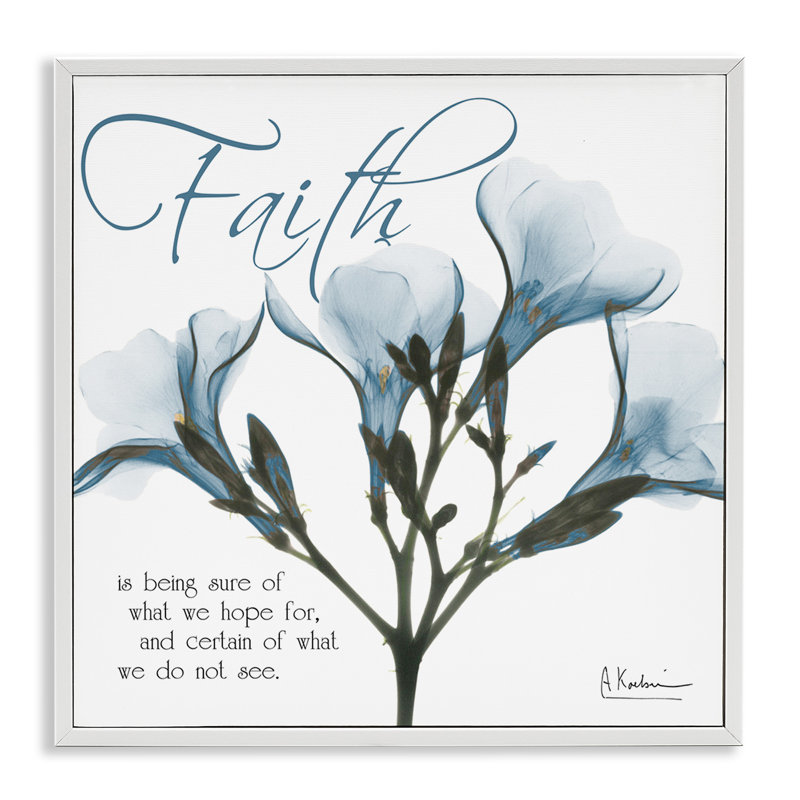 Faith Quote Blue Nautical Flower Silhouette par Albert Koetsier - impression d'art graphique, H 12 po x l 12 po