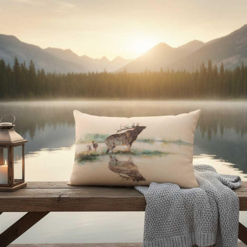 Manual Woodworkers & Weavers Elk Reflections Decorative Pillow 13 x 18 Inch Polyester