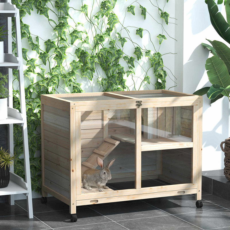 Enclos naturel en bois avec roulettes portatives - Étanche, compact, pour les petits espaces