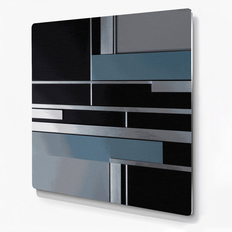 Minimalisme 47, art mural gris en métal, H 16 po x l 16 po