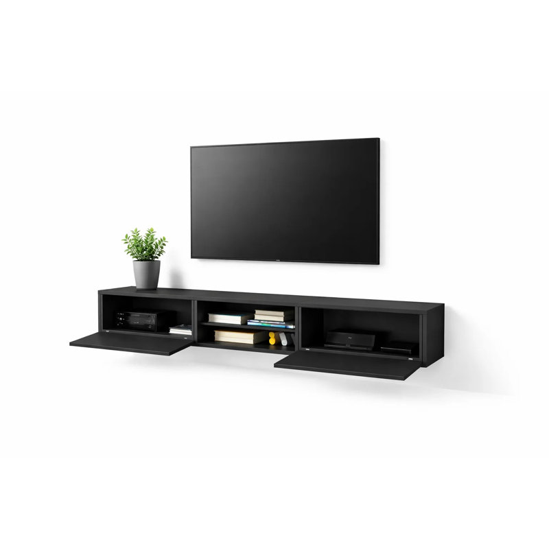 Waco 180 cm Wall-Mounted TV Unit with 2 Doors, Manufactured Wood, Wood Black