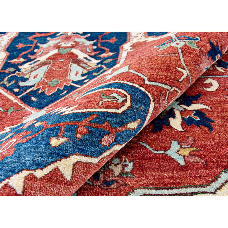 Wool Oriental Area Rug in Rust/Beige/Blue, Rectangle 8' x 10'