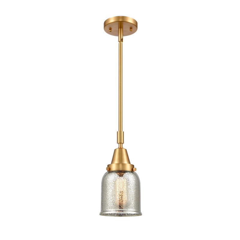 Luminaire suspendu 1 lumière à une cloche, H 44,12 po x l 5 po x P 5 po, Argent mercuré plaqué, Or satiné