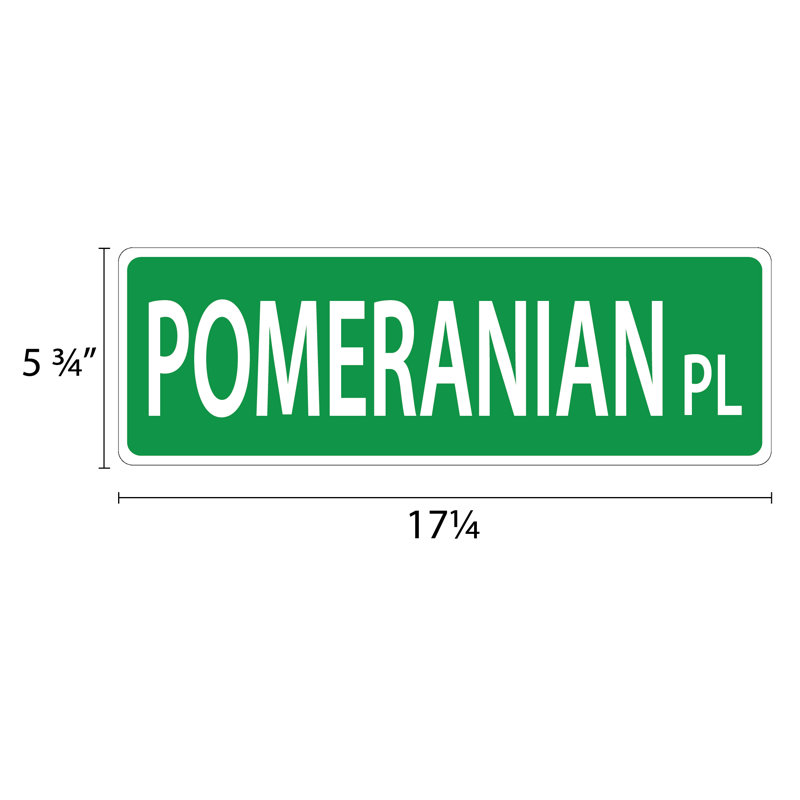 Plaque de rue suspendue Poméranien