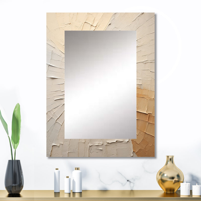 Art minimaliste gracieux, beige et doré - miroir minimaliste, miroir mural décoratif moderne, impression d'art en métal