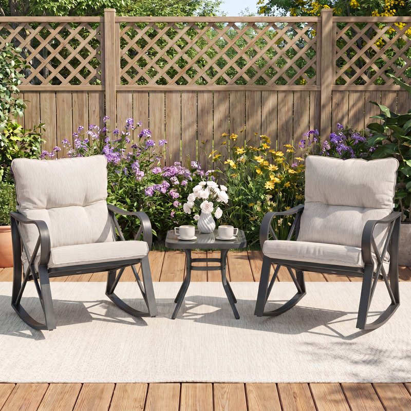 Ensemble bistro 2 places avec coussins Fultonham, Beige