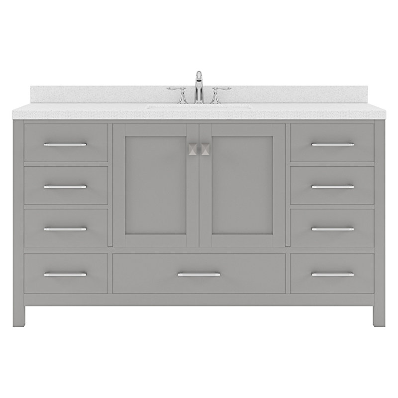 Meuble-lavabo simple 60 po avec plateau Ahuviel, Gris