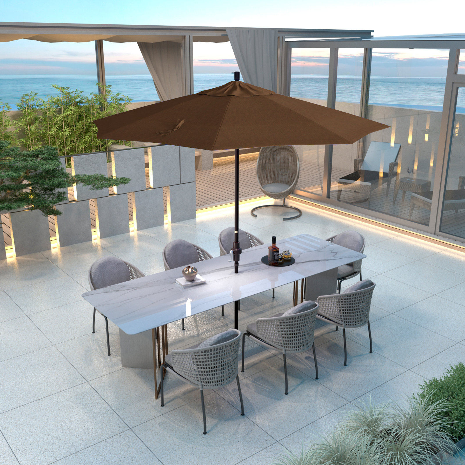 9' Umbrella, Teak Performance