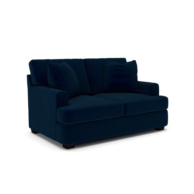 Emilio Upholstered 65'' Loveseat, Bella Ink Blue Performance Velvet
