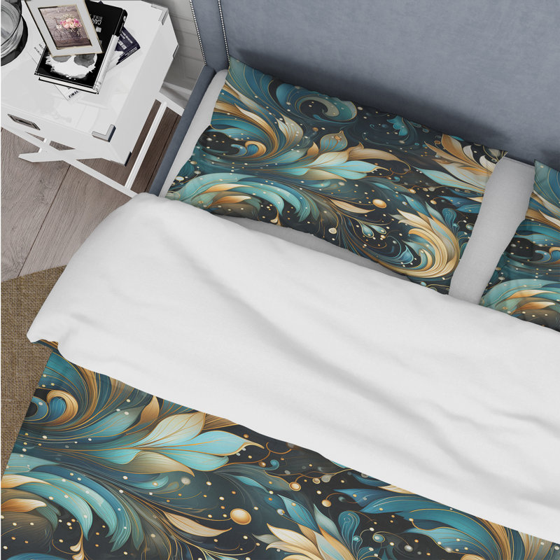 Literie à motif cachemire céleste, Housse de couette simple + 1 taie décorative stan