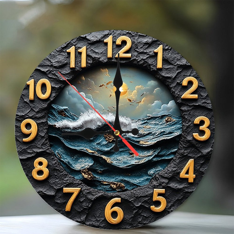 Horloge murale coucher de soleil océan