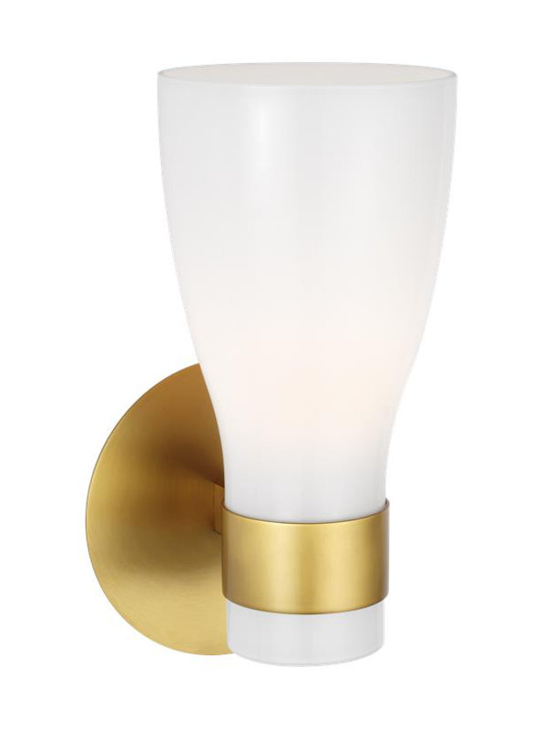 Burnished Brass and Glass Single Light Vanity Sconce