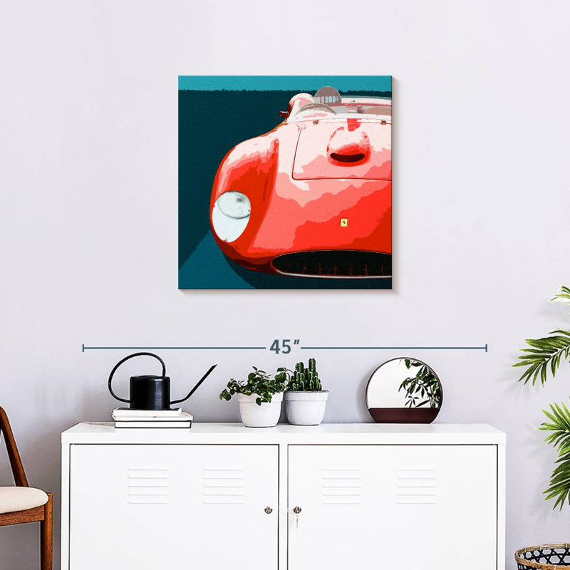 Mehar Red On Blue, 24" H x 24" W