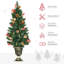 Ensemble de 4 pièces Prelit Holiday Christmas, couronne de guirlande et ensemble de 2 arbres d'entrée avec lumières DEL blanc chaud, baies, pommes de pin