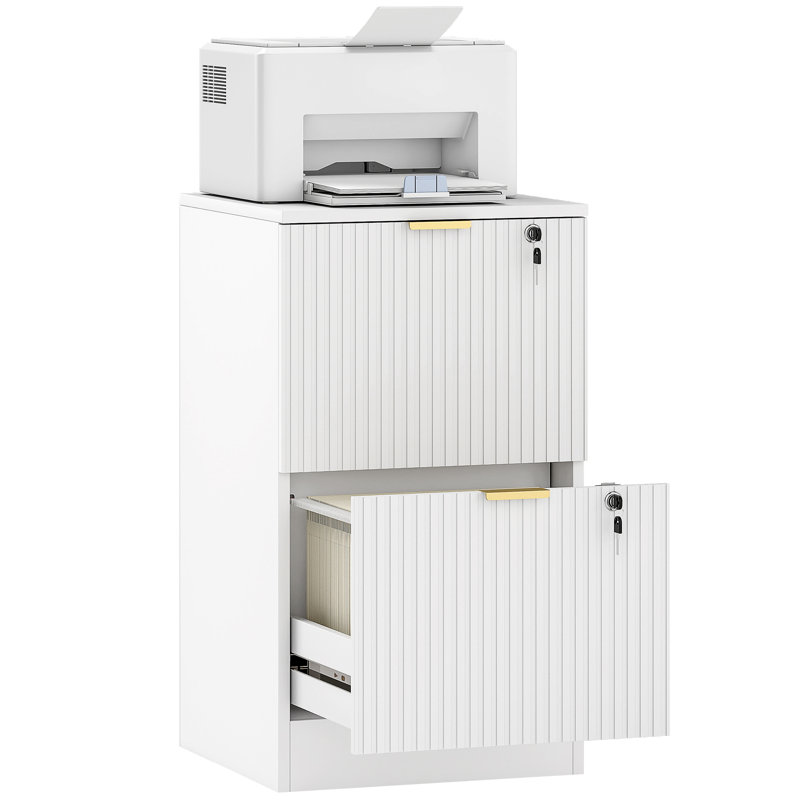 40cm Wide 2 -Drawer File Cabinet, 71cm H x 40cm W x 40cm D, White