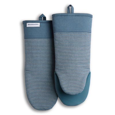 Ensemble de 2 gants de cuisine en microfibre à rayures nervurées Kitchenaid