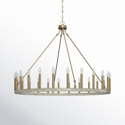 Adriana 24-Light Dimmable Candle Style Wagon Wheel Chandelier