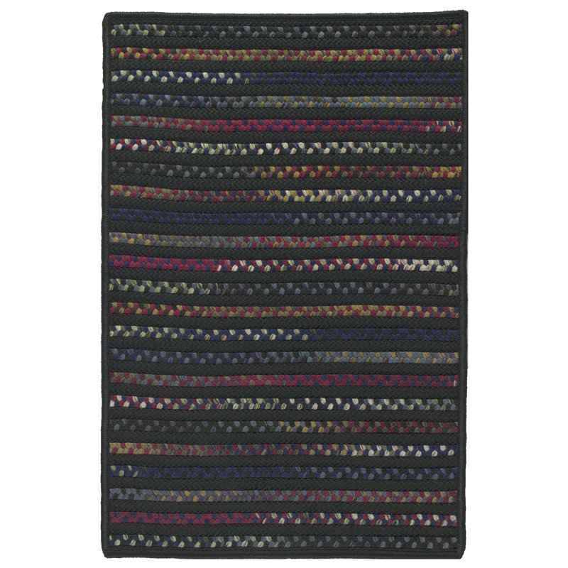 Tapis noir / bleu / vert tressé Donnay, Rectangle 2 pi x 4 pi